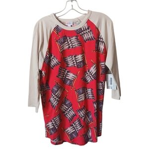 LuLaRoe Patriotic Anerican Flag Randy Top Size Large NWT